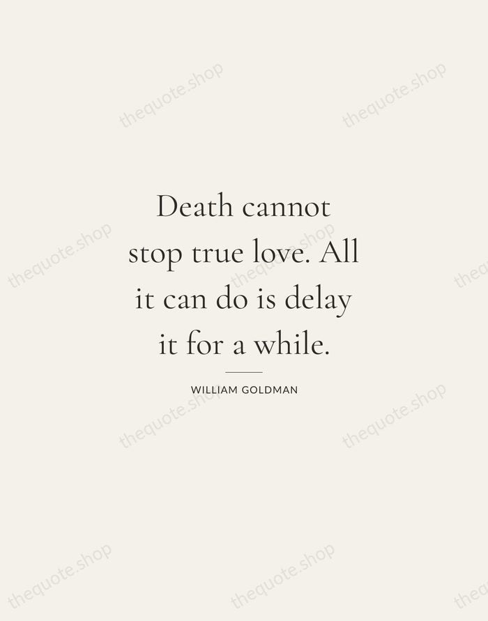 Death cannot stop true love. All it can do is delay it… — William Goldman — Gallery Rule