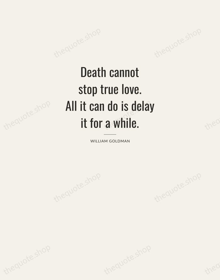 Death cannot stop true love. All it can do is delay it… — William Goldman — Letterpress Caps