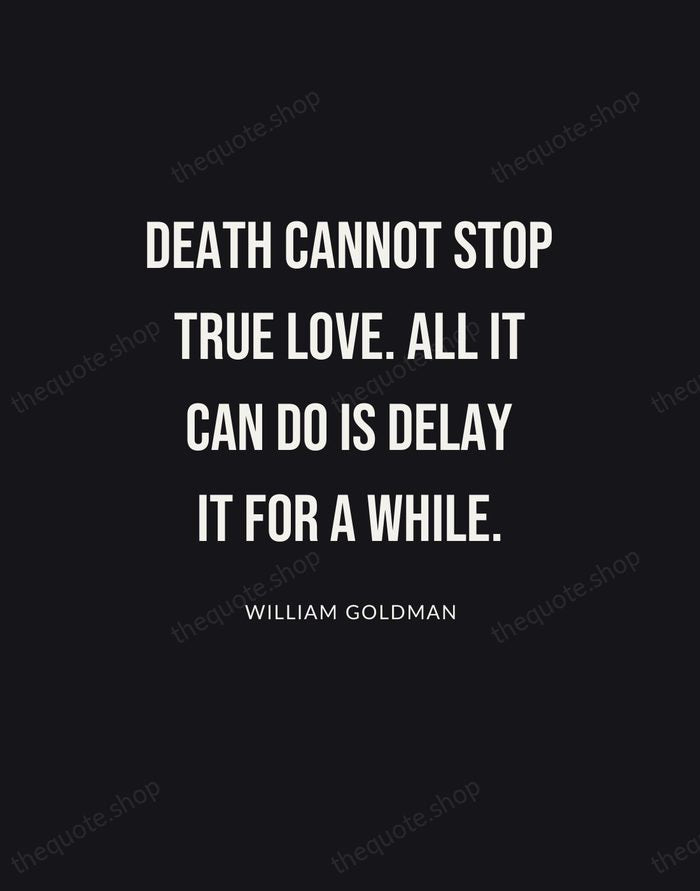 Death cannot stop true love. All it can do is delay it… — William Goldman | Printable Wall Art — Poster Condensed