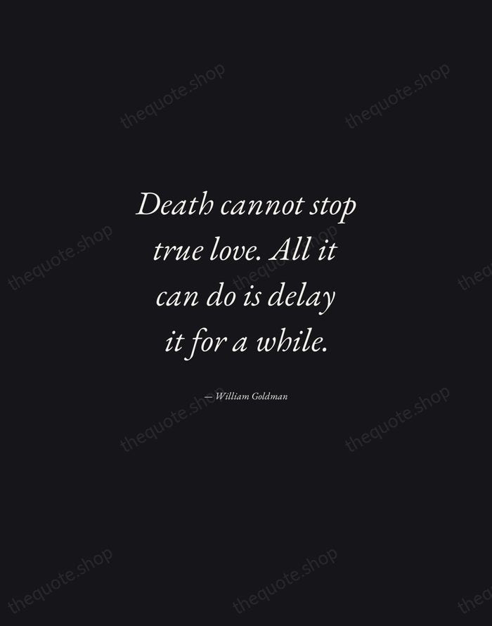 Death cannot stop true love. All it can do is delay it… — William Goldman — Manuscript Italic