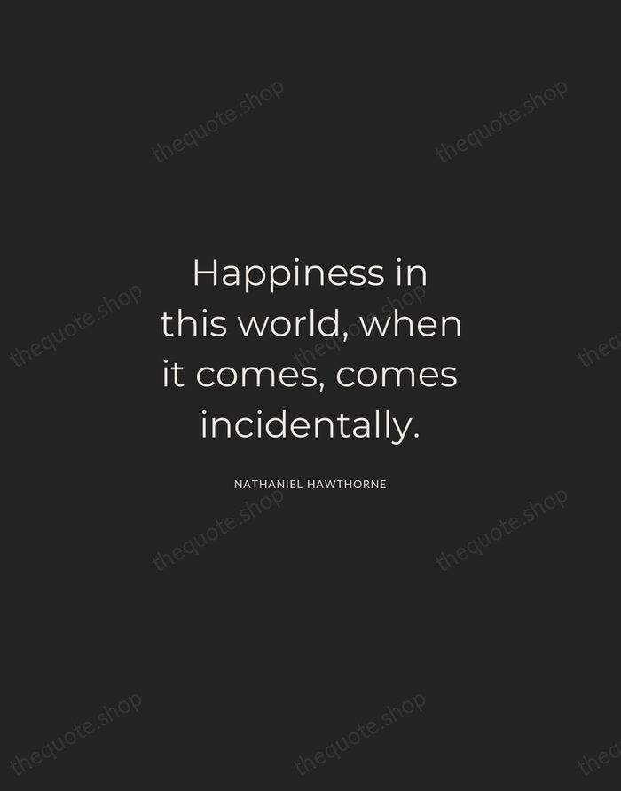 Happiness in this world, when it comes, comes incidentally. — Nathaniel Hawthorne — Charcoal Sans