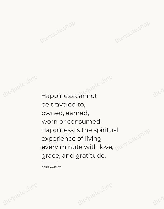 Happiness cannot be traveled to, owned, earned, worn or consumed. Happiness is… — Denis Waitley — Studio Left