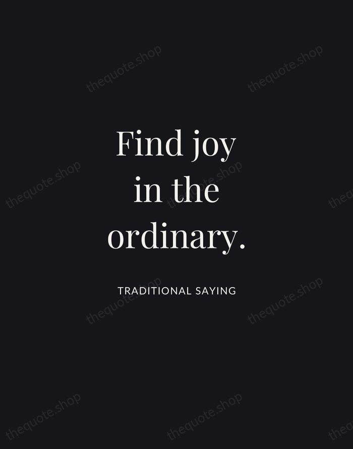 Find joy in the ordinary. — Traditional Saying | Printable Wall Art — Midnight Serif