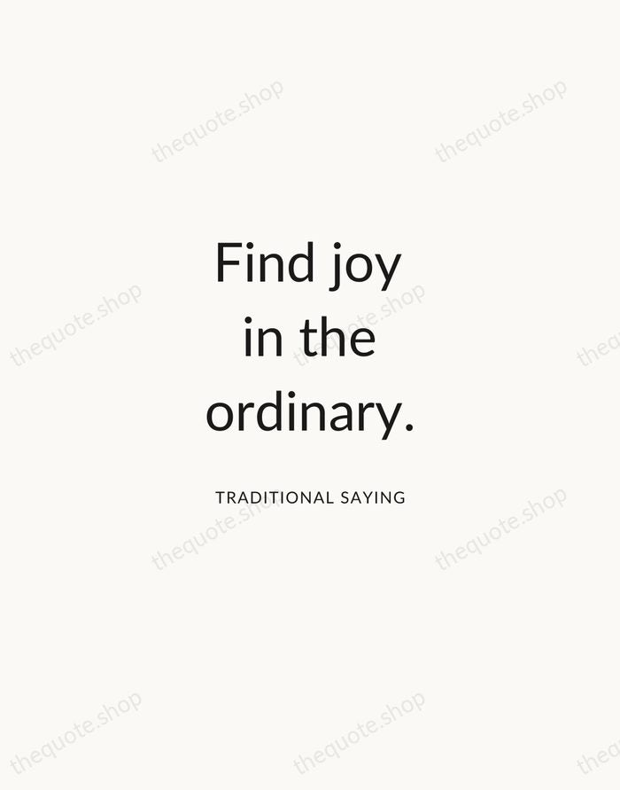 Find joy in the ordinary. — Traditional Saying — Modern Sans Calm