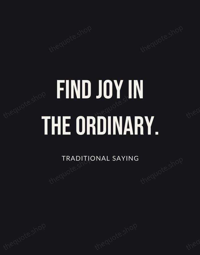 Find joy in the ordinary. — Traditional Saying | Printable Wall Art — Poster Condensed