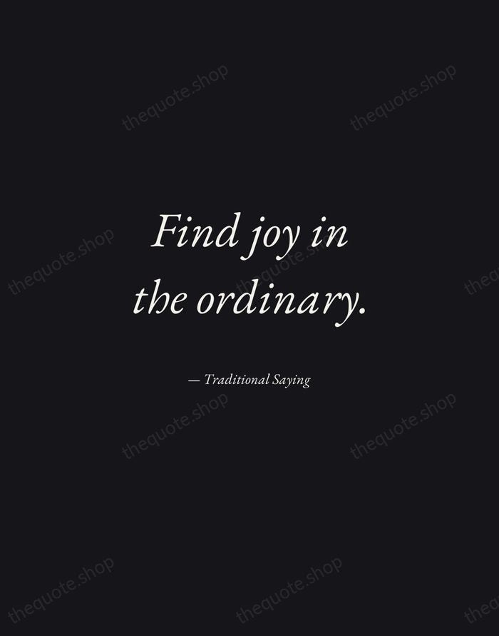 Find joy in the ordinary. — Traditional Saying — Manuscript Italic