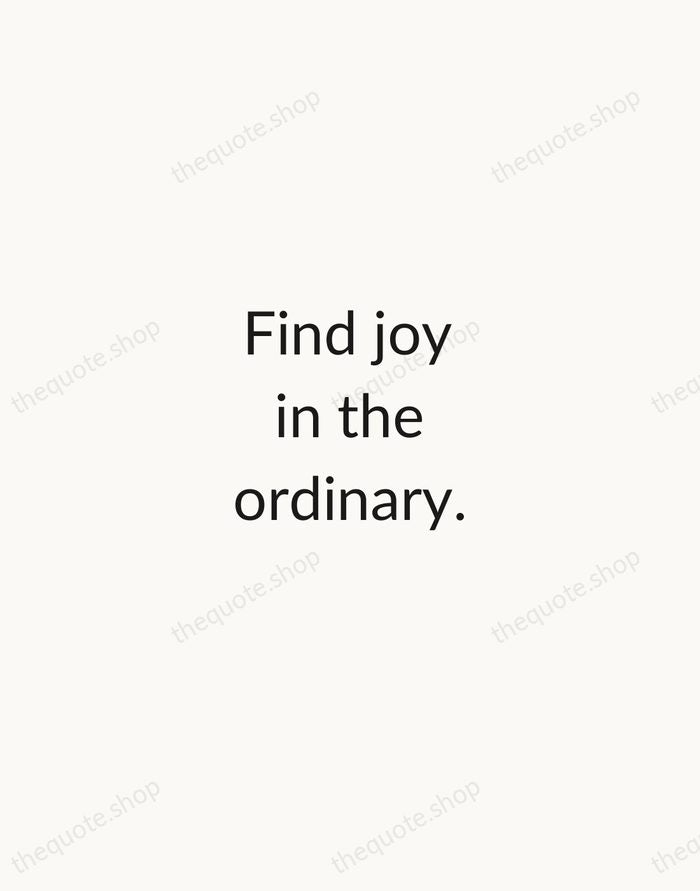 Find joy in the ordinary. — Traditional Saying — Minimal Unsigned