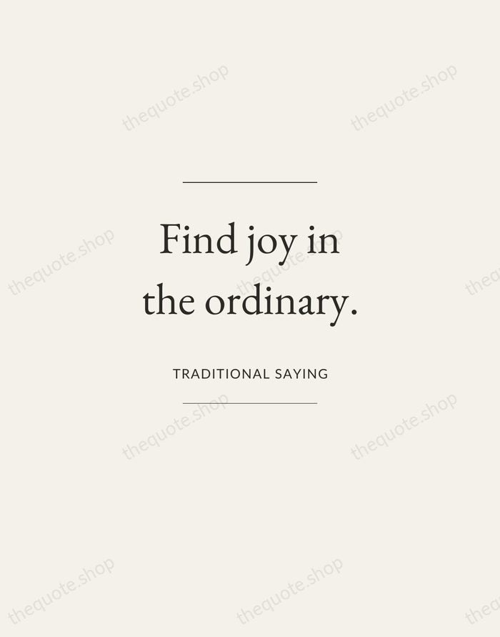 Find joy in the ordinary. — Traditional Saying — Gallery Frame