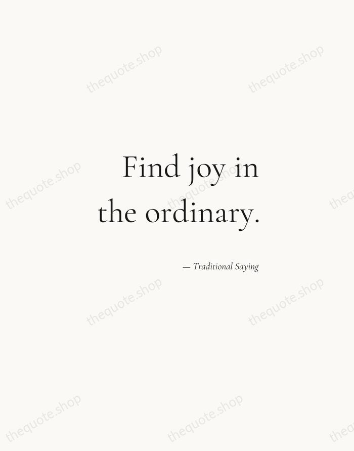Find joy in the ordinary. — Traditional Saying — Soft Serif Right