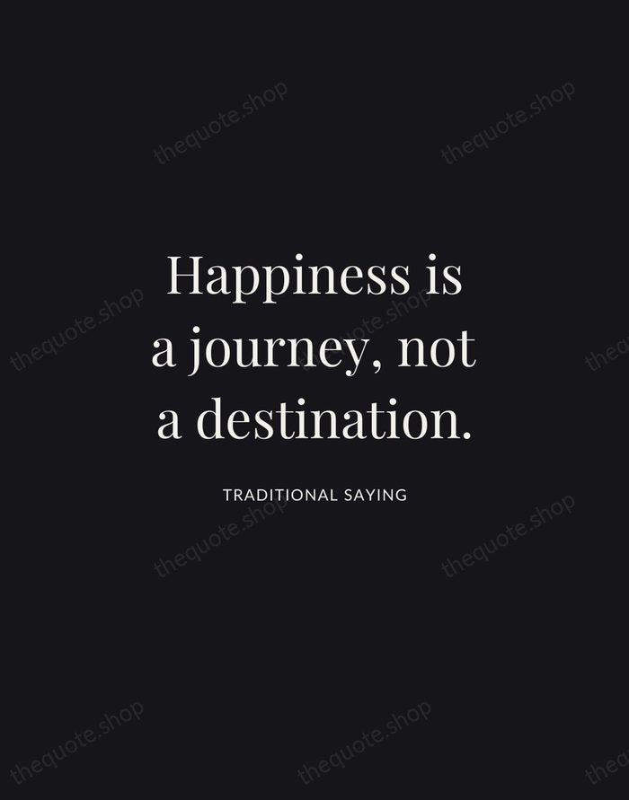 Happiness is a journey, not a destination. — Traditional Saying | Printable Wall Art — Midnight Serif