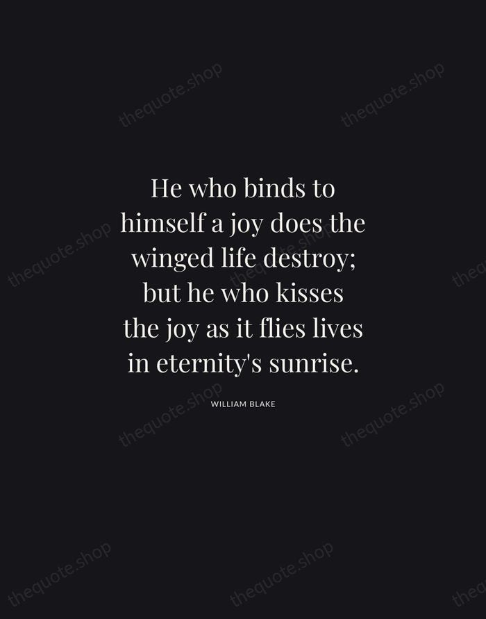 He who binds to himself a joy does the winged life destroy… — William Blake | Printable Wall Art — Midnight Serif