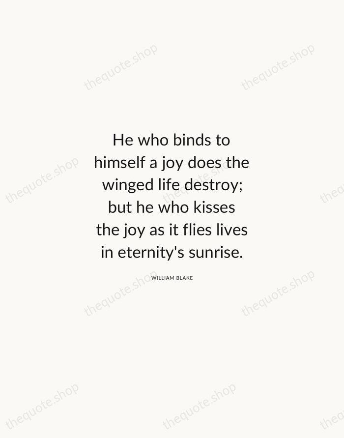 He who binds to himself a joy does the winged life destroy… — William Blake — Modern Sans Calm