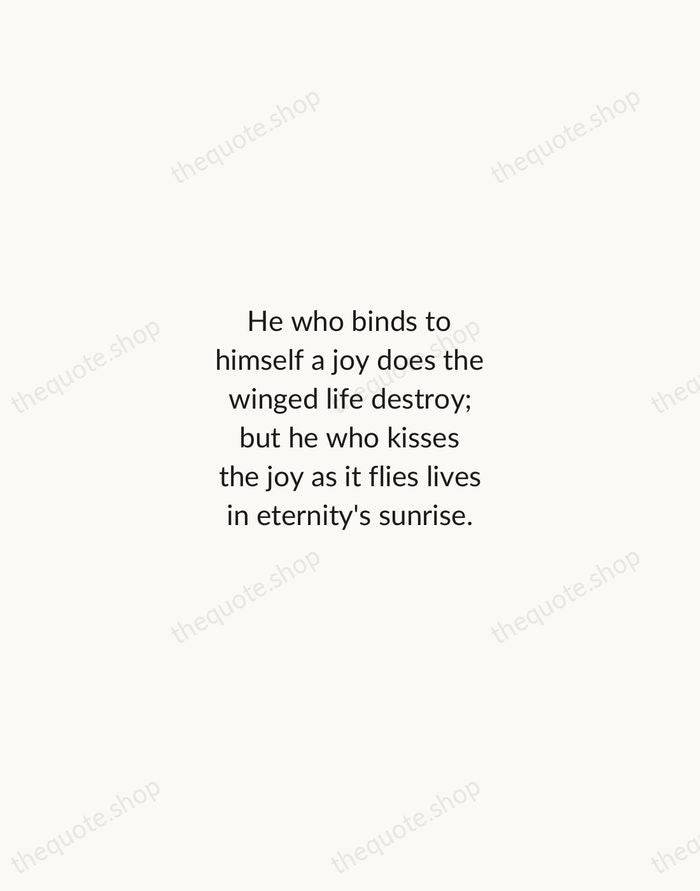 He who binds to himself a joy does the winged life destroy… — William Blake — Minimal Unsigned