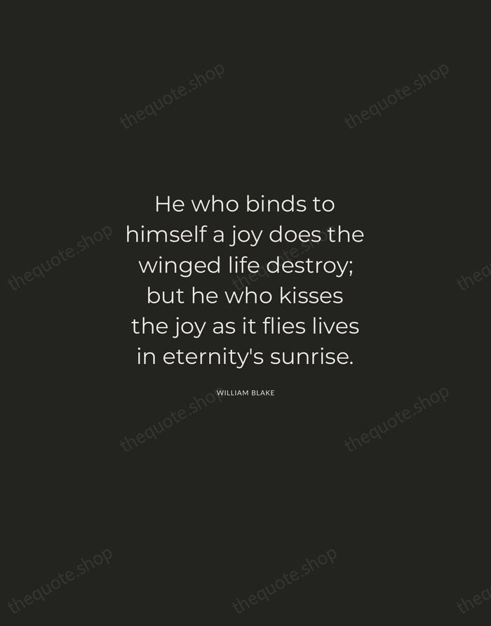 He who binds to himself a joy does the winged life destroy… — William Blake — Charcoal Sans