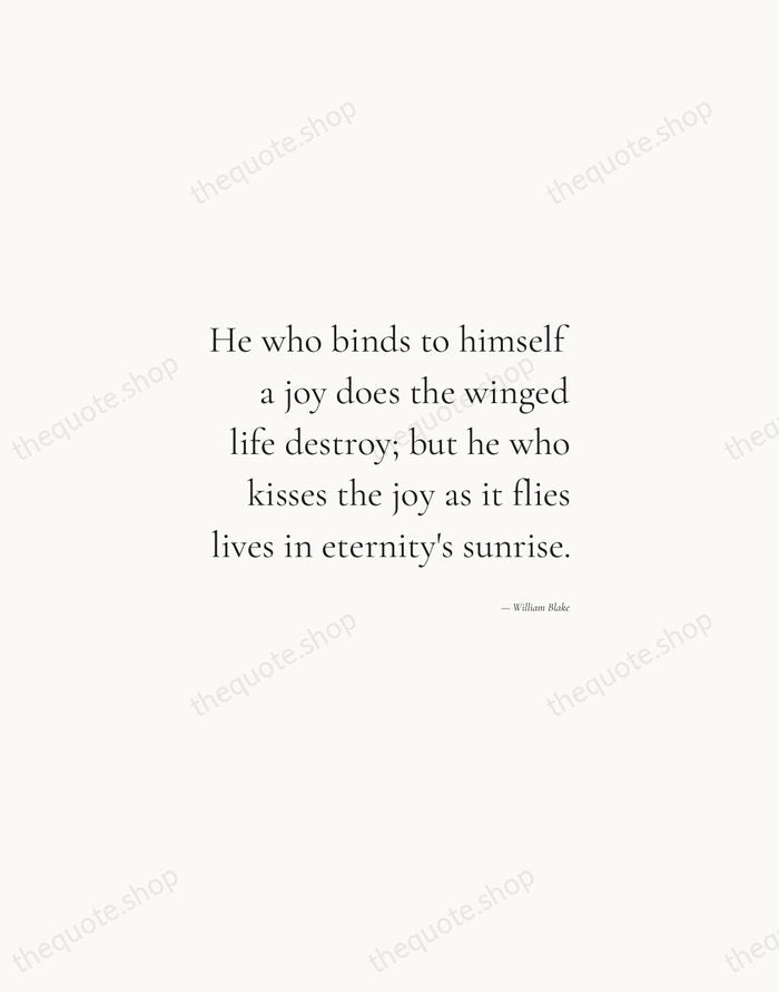 He who binds to himself a joy does the winged life destroy… — William Blake — Soft Serif Right
