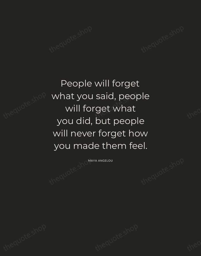 People will forget what you said, people will forget what you did… — Maya Angelou — Charcoal Sans