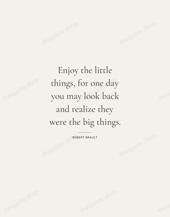 Enjoy the little things, for one day you may look back and… — Robert Brault — Gallery Rule