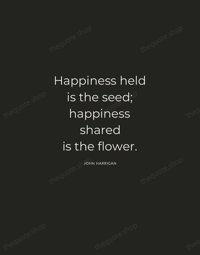 Happiness held is the seed; happiness shared is the flower. — John Harrigan — Charcoal Sans