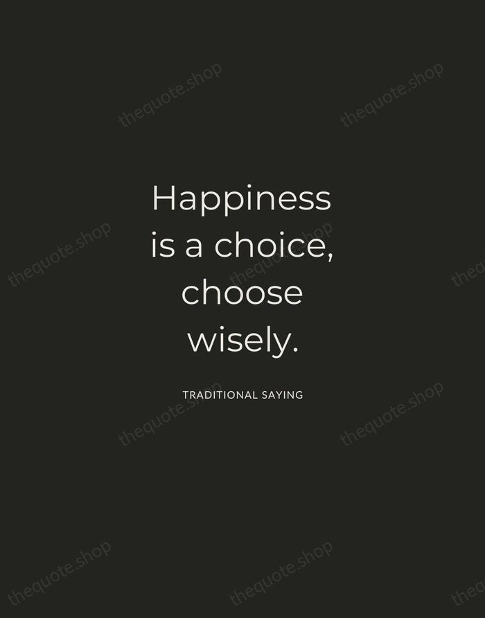 Happiness is a choice, choose wisely. — Traditional Saying — Charcoal Sans