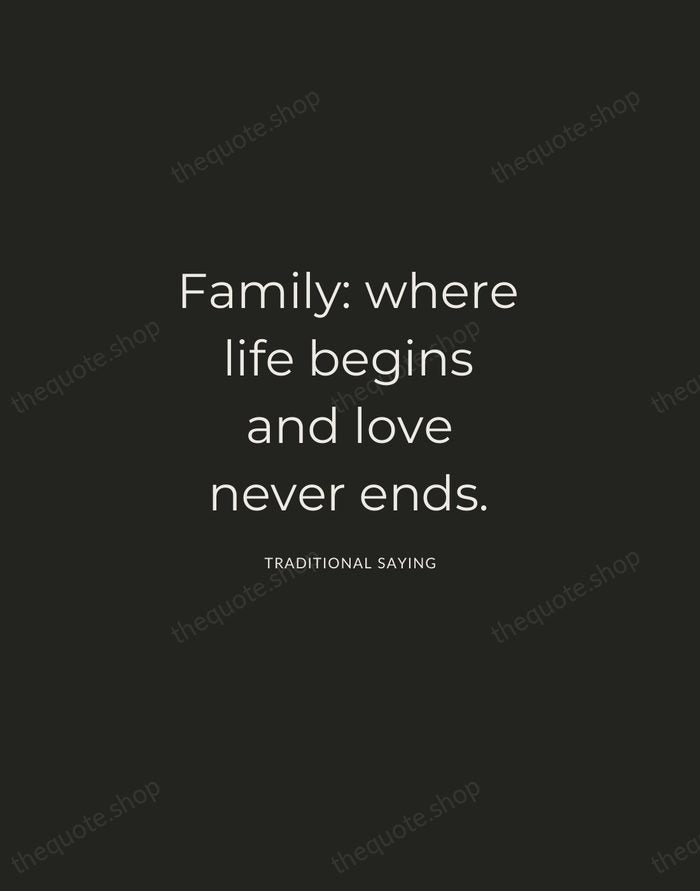 Family: where life begins and love never ends. — Traditional Saying — Charcoal Sans