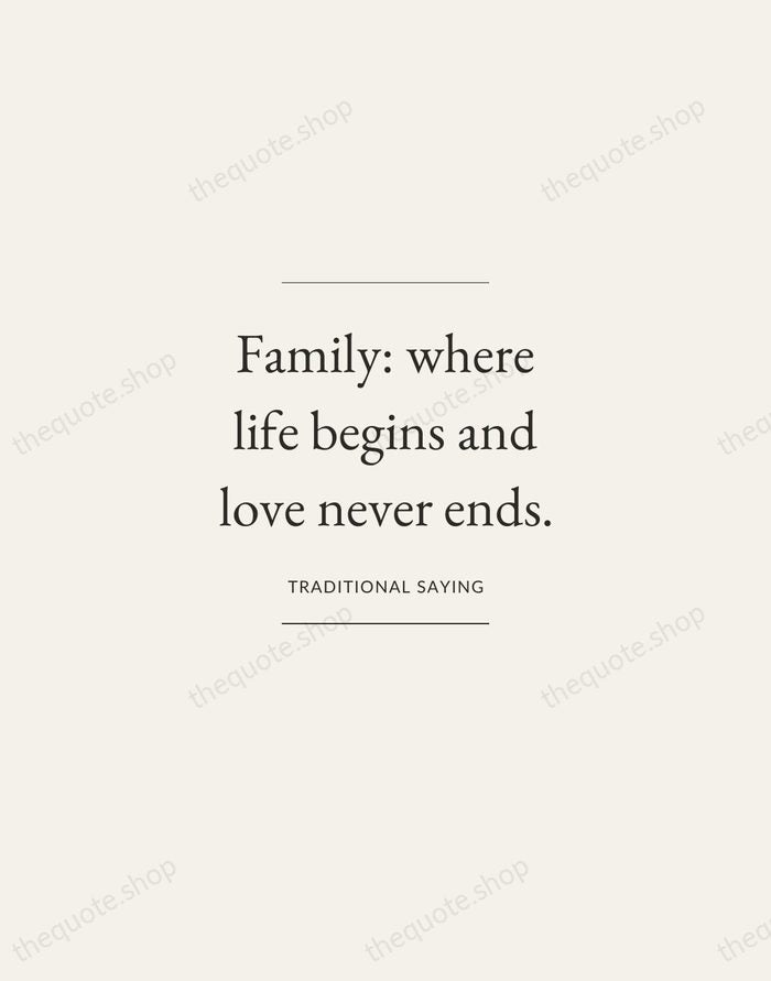 Family: where life begins and love never ends. — Traditional Saying — Gallery Frame