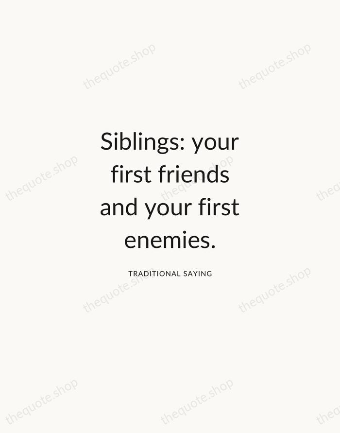Siblings: your first friends and your first enemies. — Traditional Saying — Modern Sans Calm