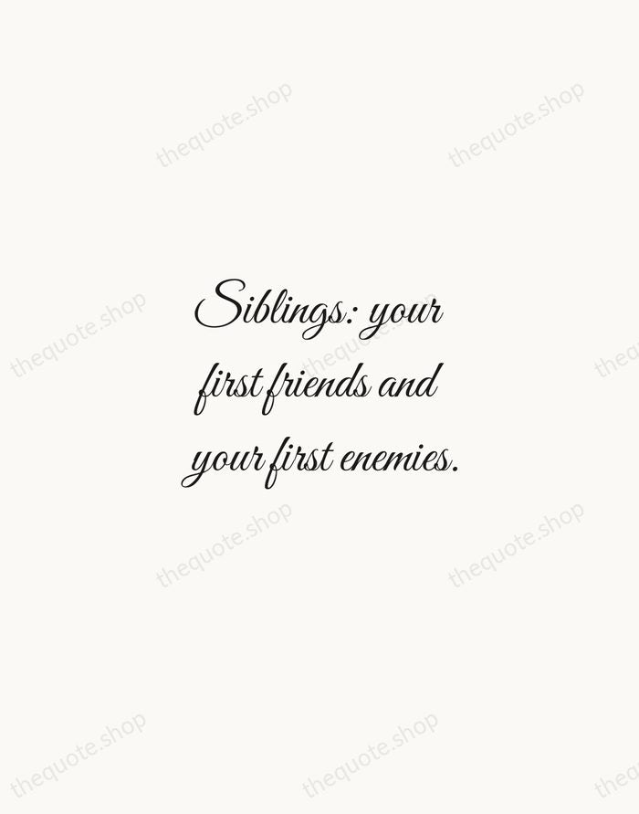 Siblings: your first friends and your first enemies. — Traditional Saying — Script Whisper