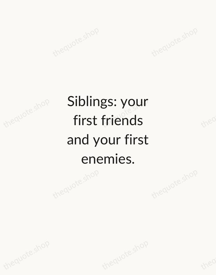 Siblings: your first friends and your first enemies. — Traditional Saying — Minimal Unsigned