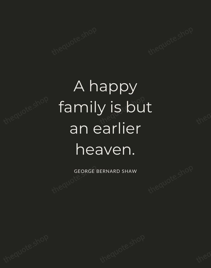 A happy family is but an earlier heaven. — George Bernard Shaw — Charcoal Sans