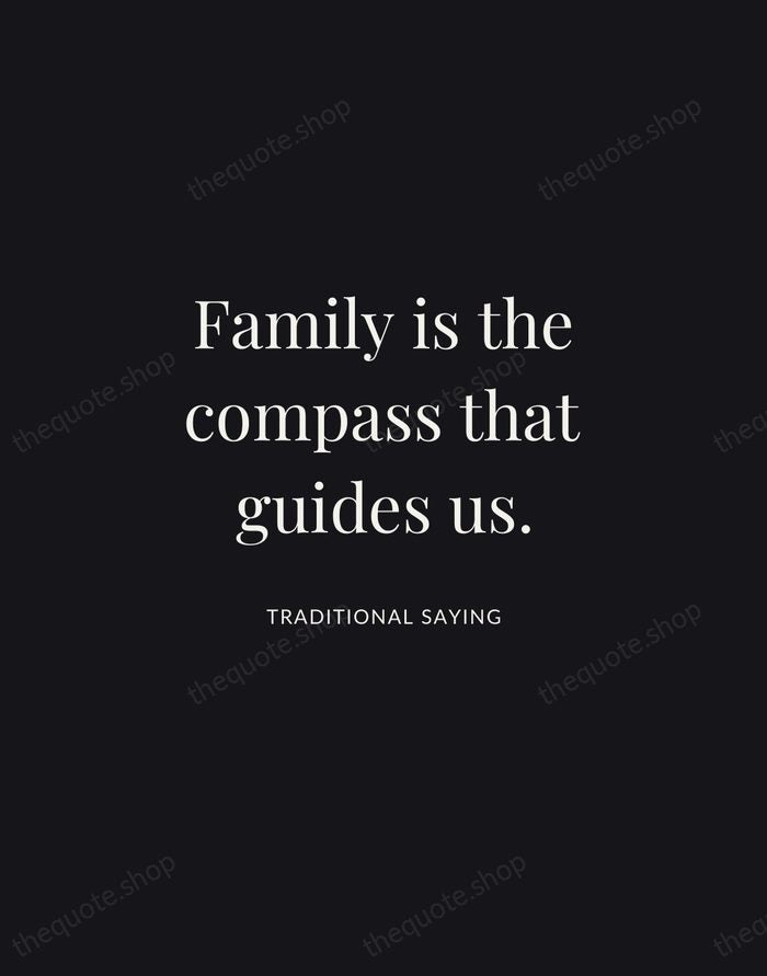 Family is the compass that guides us. — Traditional Saying | Printable Wall Art — Midnight Serif