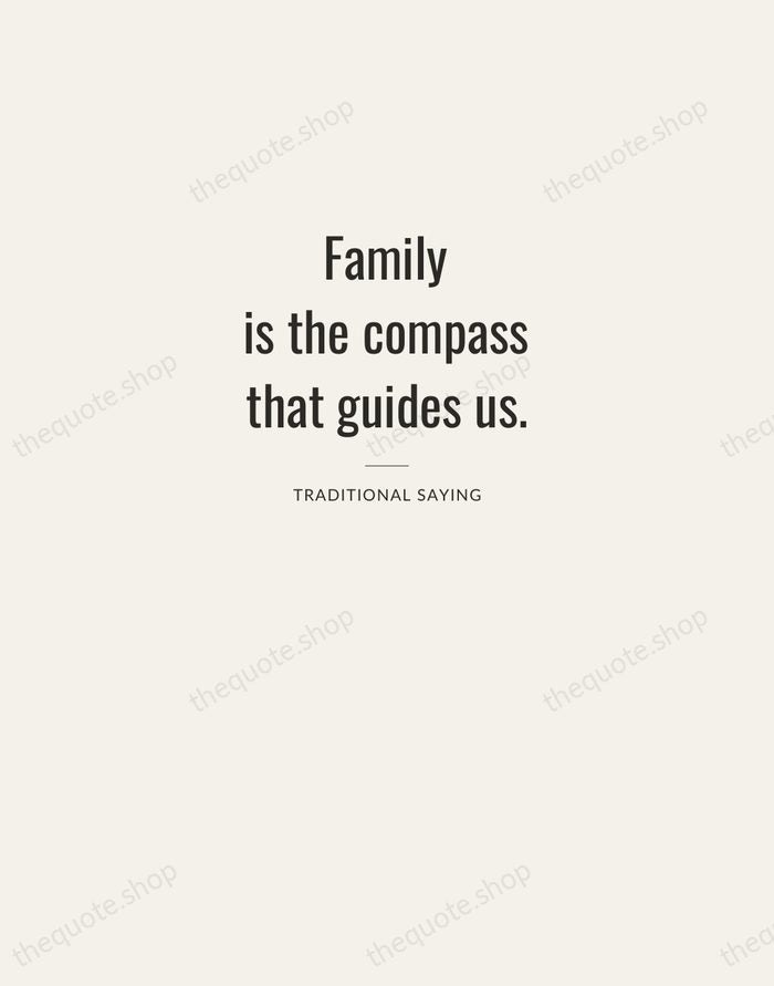 Family is the compass that guides us. — Traditional Saying — Letterpress Caps
