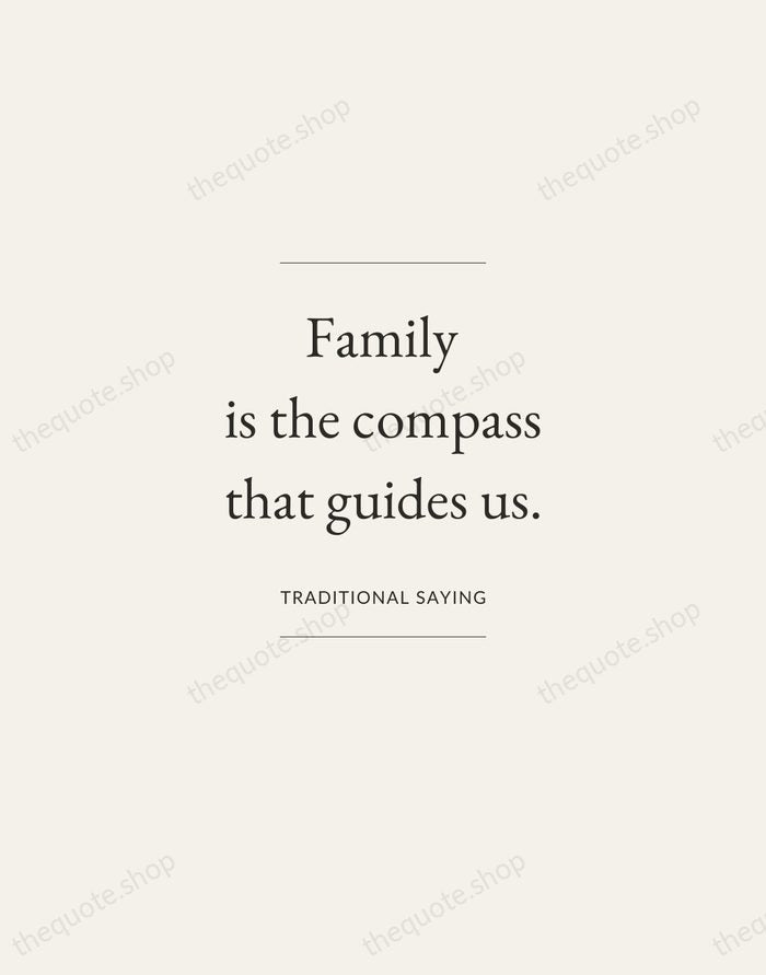 Family is the compass that guides us. — Traditional Saying — Gallery Frame