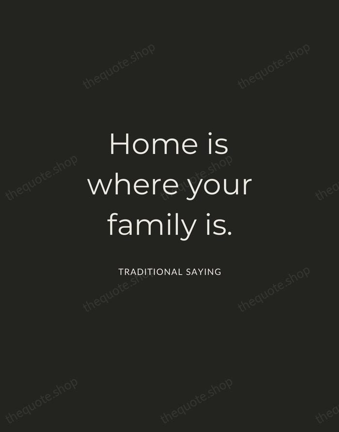 Home is where your family is. — Traditional Saying — Charcoal Sans
