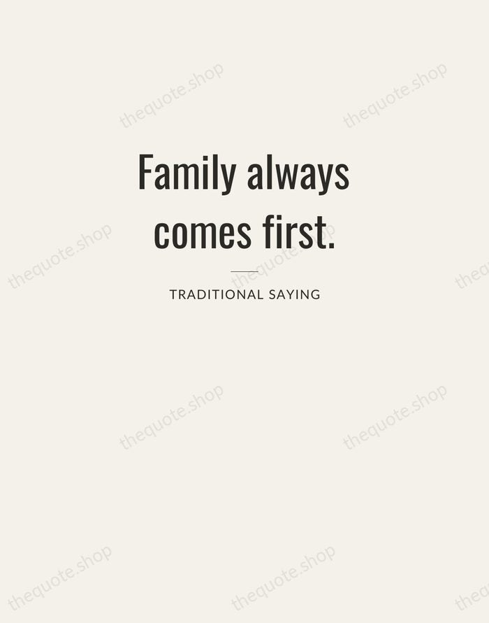 Family always comes first. — Traditional Saying — Letterpress Caps