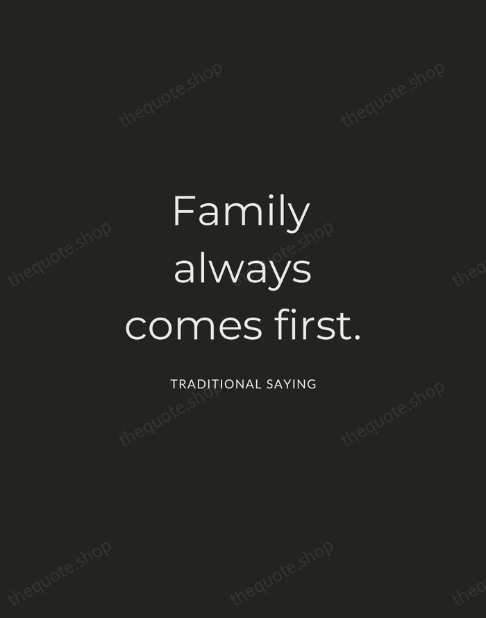 Family always comes first. — Traditional Saying — Charcoal Sans