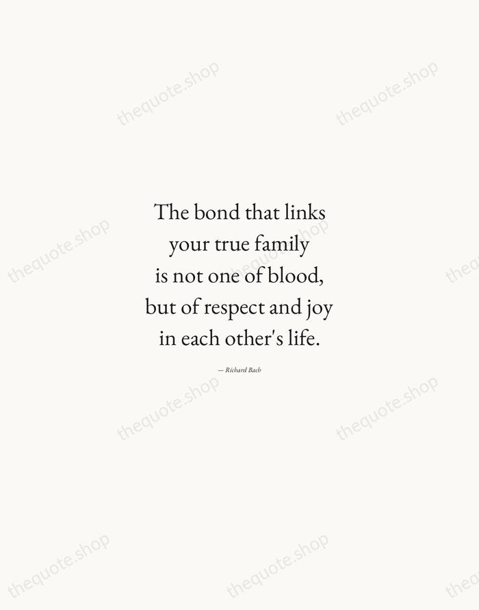The bond that links your true family is not one of blood… — Richard Bach — Quiet Garamond
