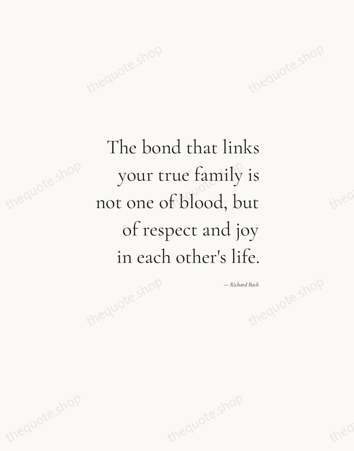 The bond that links your true family is not one of blood… — Richard Bach — Soft Serif Right