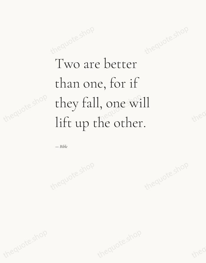 Two are better than one, for if they fall, one will lift… — Bible — Editorial Left Serif