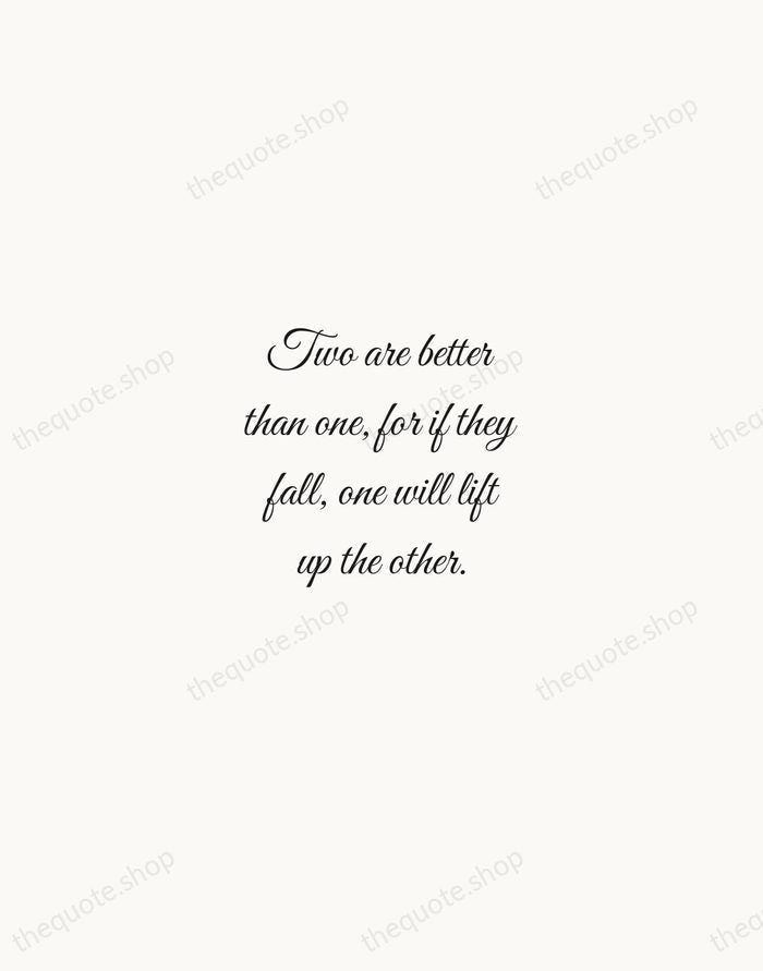 Two are better than one, for if they fall, one will lift… — Bible — Script Whisper