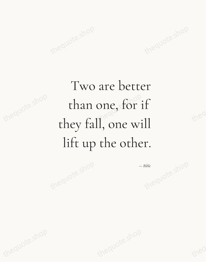 Two are better than one, for if they fall, one will lift… — Bible — Soft Serif Right
