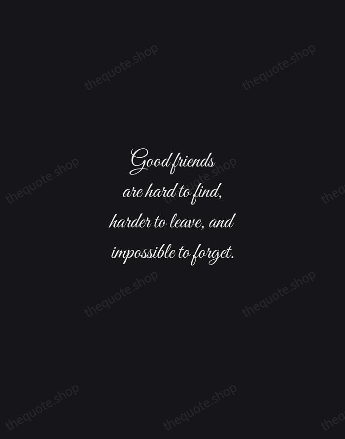 Good friends are hard to find, harder to leave, and impossible to… — Traditional Saying — Night Script