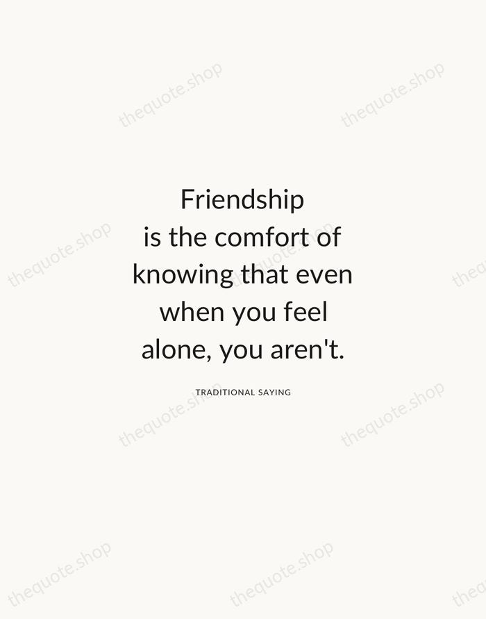 Friendship is the comfort of knowing that even when you feel alone… — Traditional Saying — Modern Sans Calm