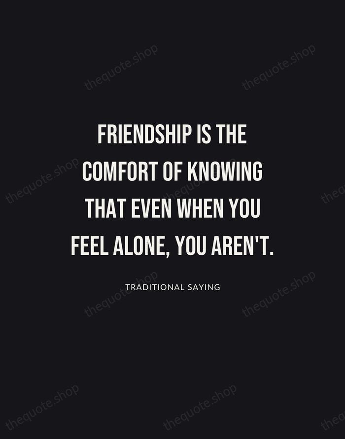Friendship is the comfort of knowing that even when you feel alone… — Traditional Saying | Printable Wall Art — Poster Condensed