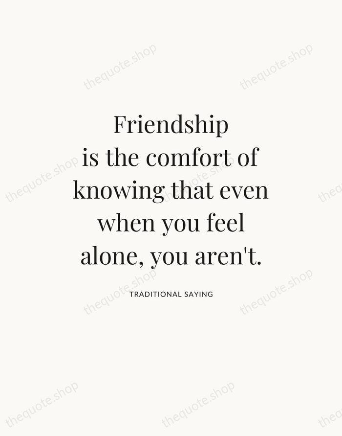 Friendship is the comfort of knowing that even when you feel alone… — Traditional Saying — Statement Serif