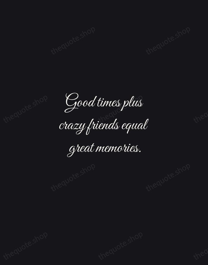 Good times plus crazy friends equal great memories. — Traditional Saying — Night Script