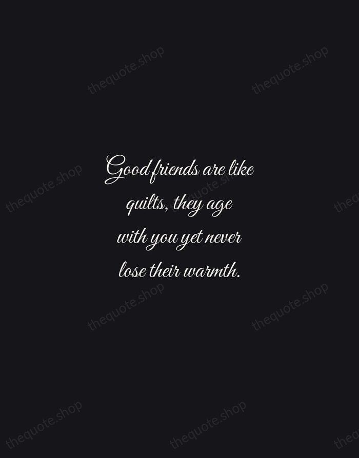 Good friends are like quilts, they age with you yet never lose… — Traditional Saying — Night Script