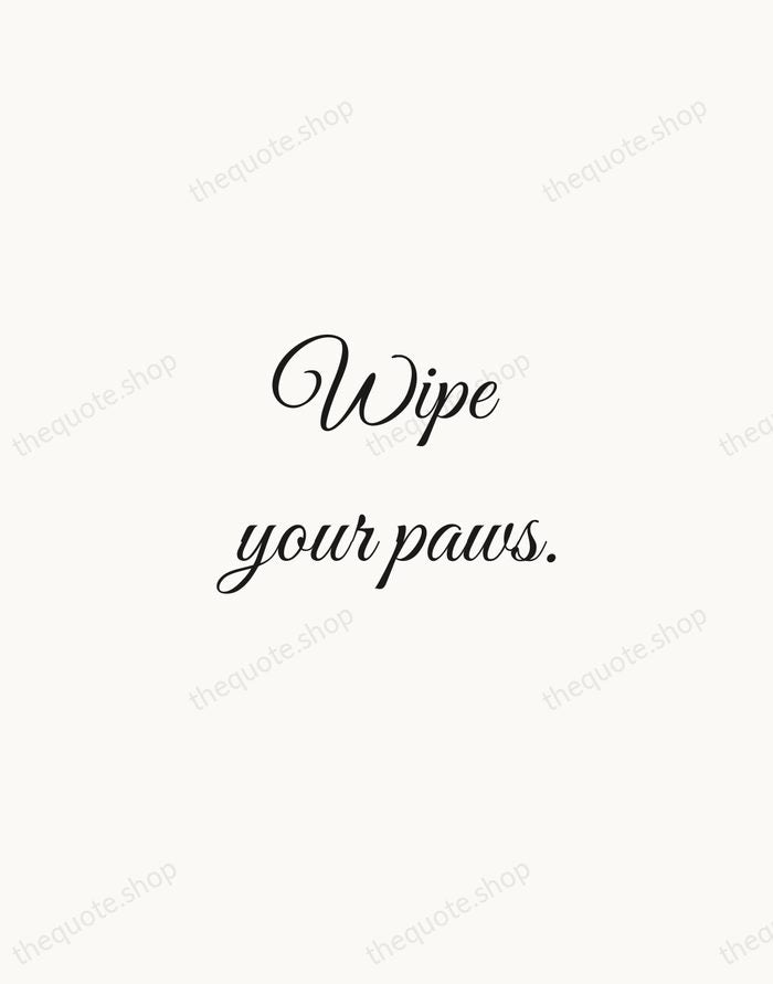 Wipe your paws. — Traditional Saying — Script Whisper