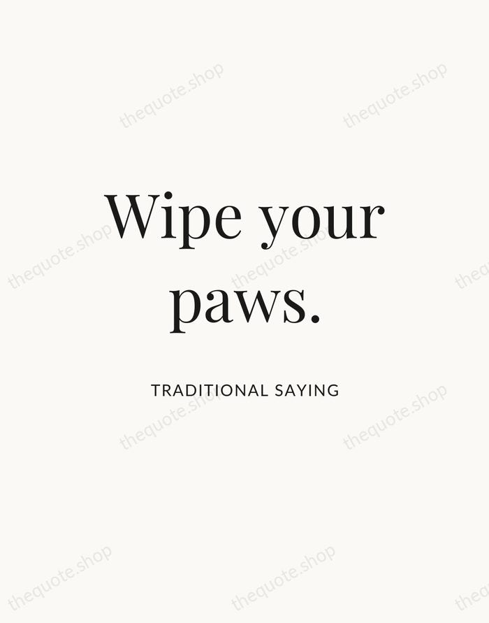 Wipe your paws. — Traditional Saying — Statement Serif