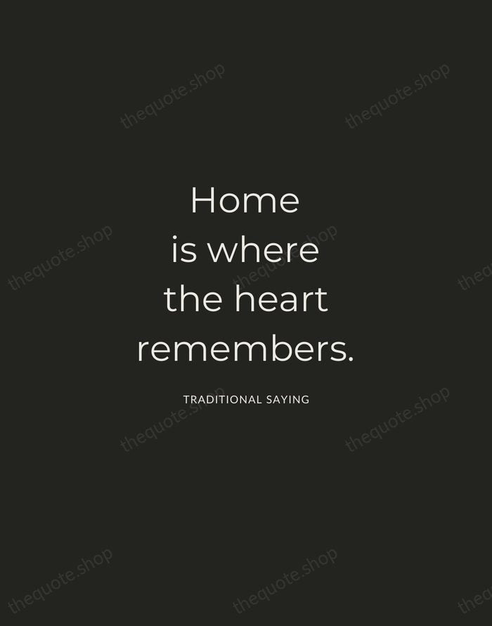 Home is where the heart remembers. — Traditional Saying — Charcoal Sans