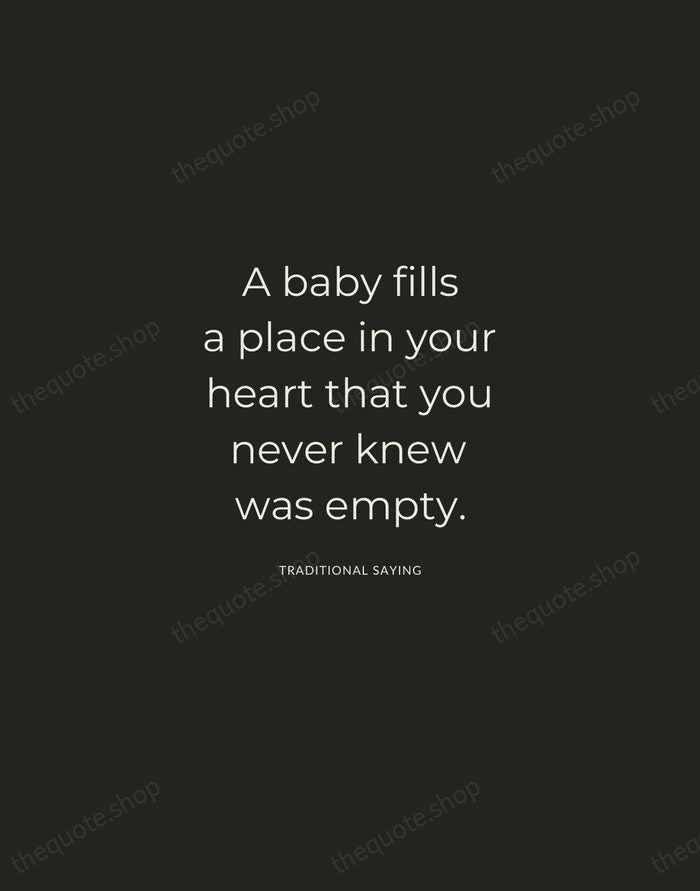 A baby fills a place in your heart that you never knew… — Traditional Saying — Charcoal Sans